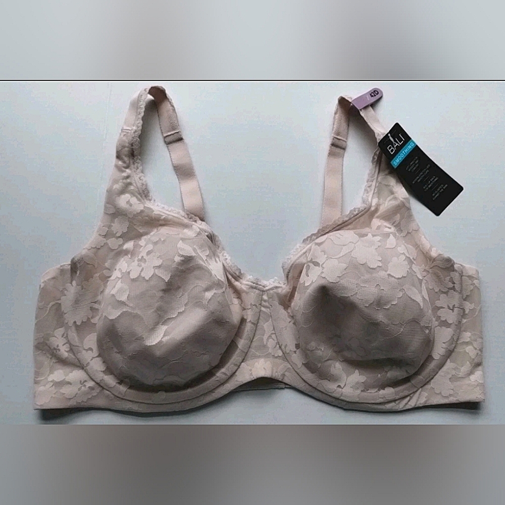 BALI Smoothing Underwire Bra 42D Pink Lace Style DF6590 NWT